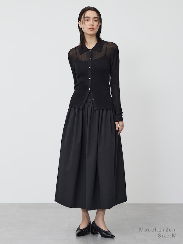 レーヨンブレンドシアーポロカーディガン