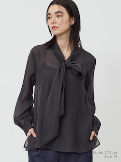 シアーボウタイブラウス