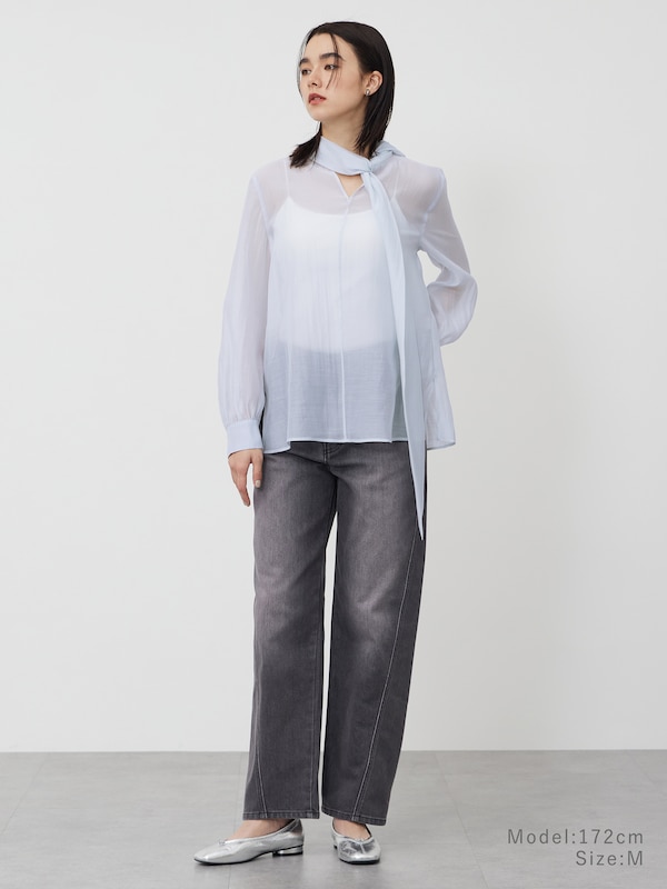 シアーボウタイブラウス