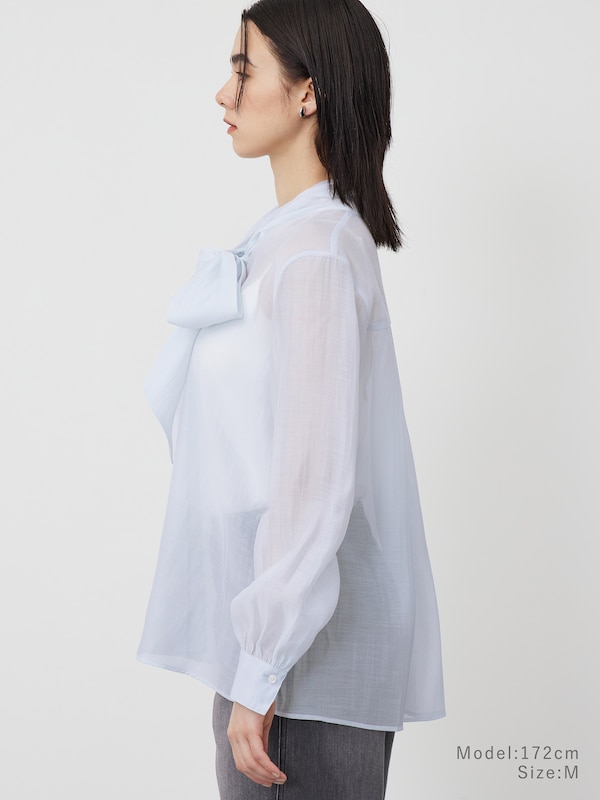 シアーボウタイブラウス