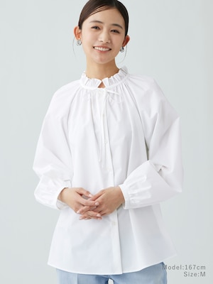 タイプライターフリルブラウス