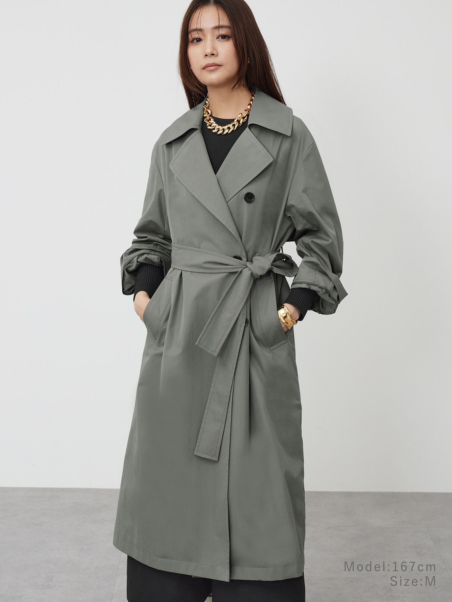 【美品】PLST トレンチコート スプリングコート M 撥水加工 PLST(プラステ)公式 | トレンチコート(レディース)