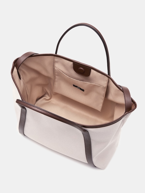 フェイクレザーパイピングトートバッグ