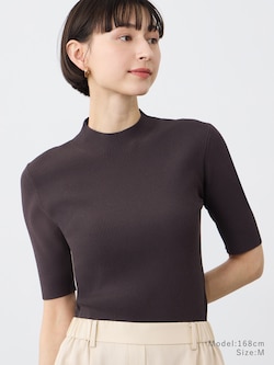 【いま売れてます】UVカットレーヨンブレンドハイネックリブセーター