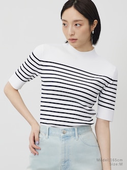 UVカットレーヨンブレンドハイネックリブセーター