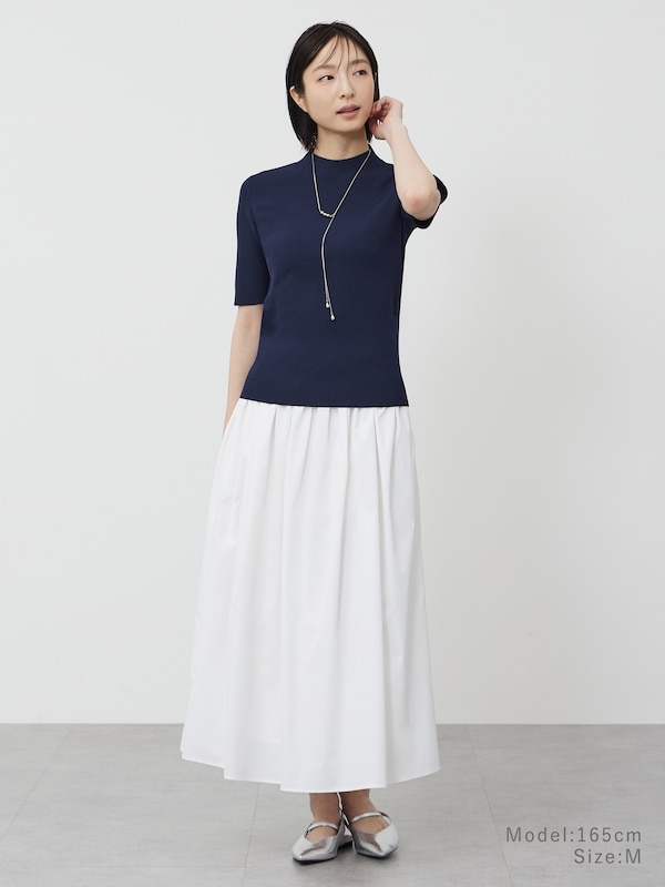 UVカットレーヨンブレンドハイネックリブセーター