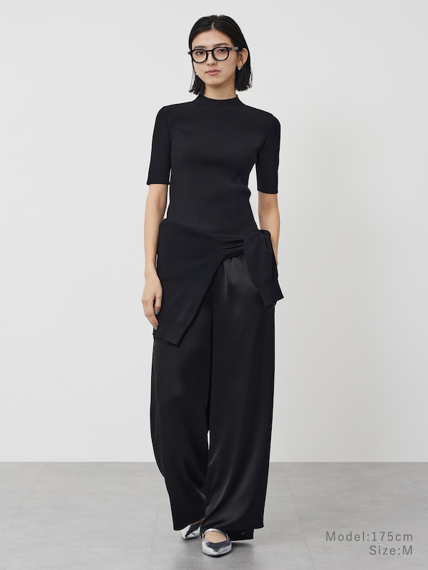 UVカットレーヨンブレンドハイネックリブセーター