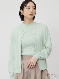 UVカットレーヨンブレンドメタルボタンカーディガン