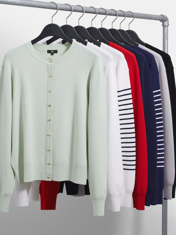 【ヒットアイテム】UVカットレーヨンブレンドメタルボタンカーディガン