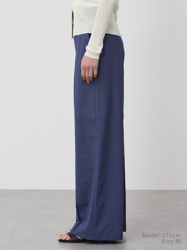【丈長め】ワイドパンツ（リネンブレンド）