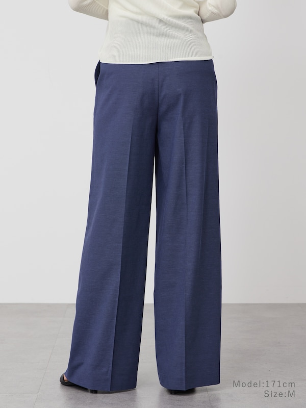 【丈長め】ワイドパンツ（リネンブレンド）