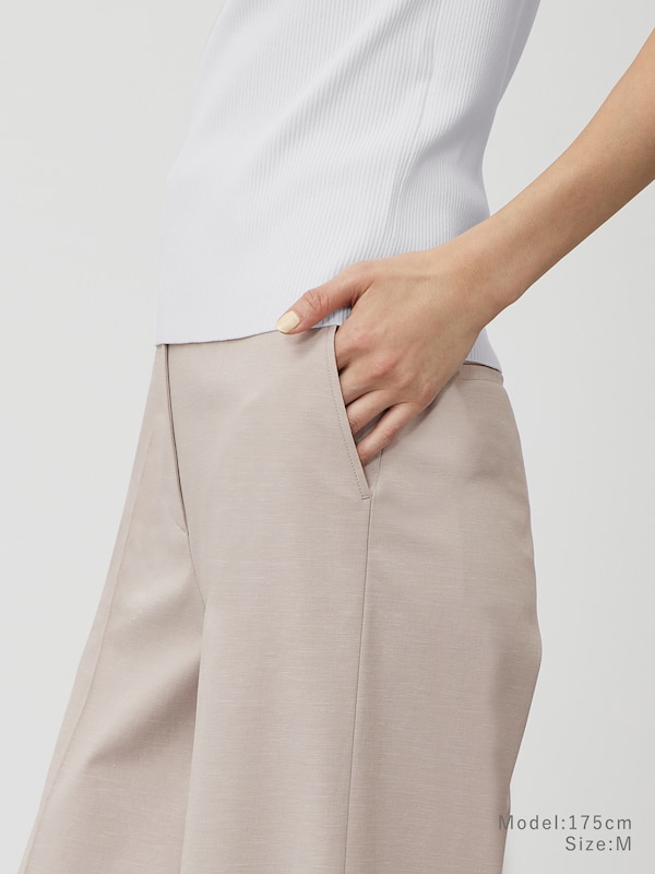 【丈長め】ワイドパンツ（リネンブレンド）