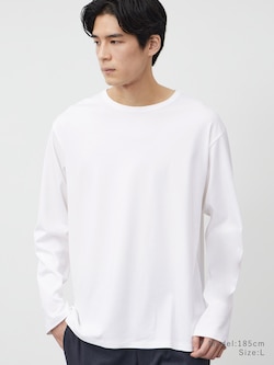 コットンブレンドスムースクルーネックTシャツ
