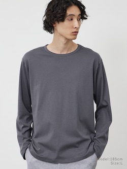 コットンブレンドスムースクルーネックTシャツ