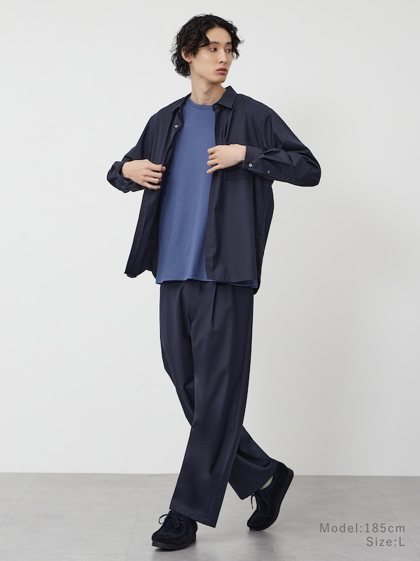 コットンブレンドスムースクルーネックTシャツ