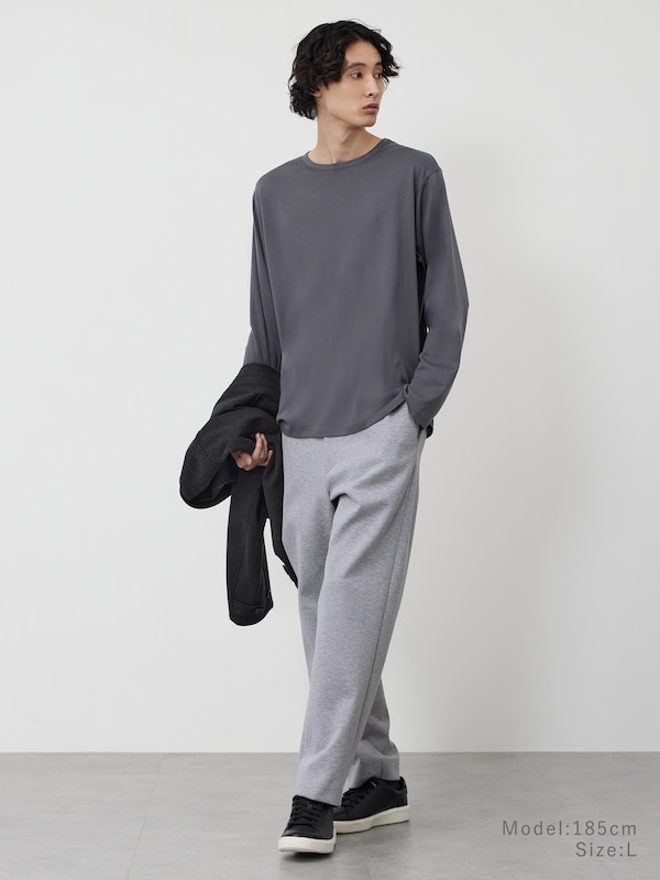 コットンブレンドスムースクルーネックTシャツ