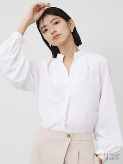 ブロードピンタックカラーブラウス