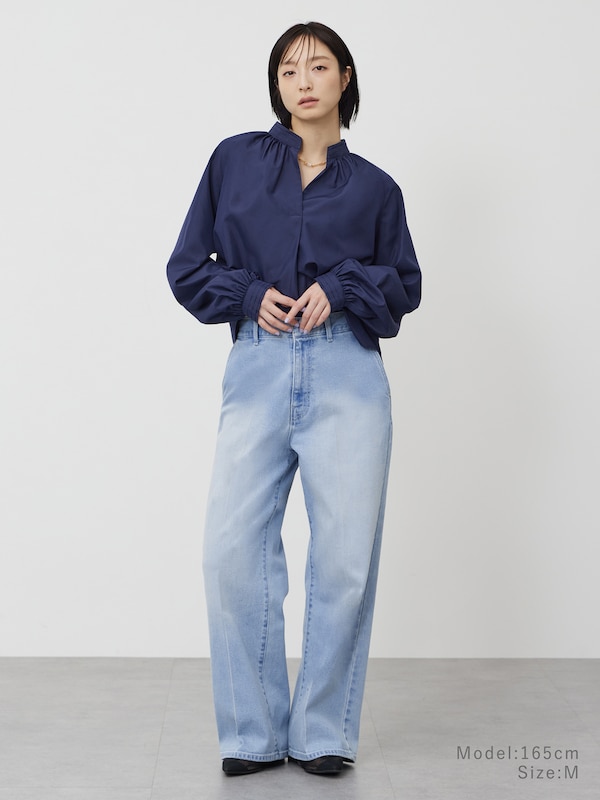 ブロードピンタックカラーブラウス