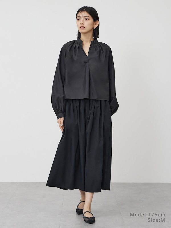 ブロードピンタックカラーブラウス