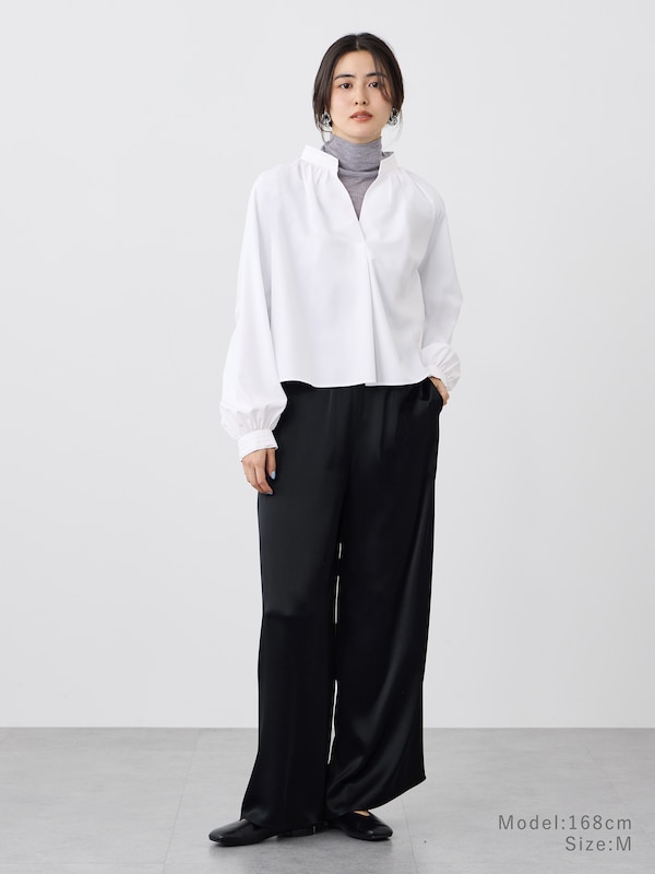 ブロードピンタックカラーブラウス