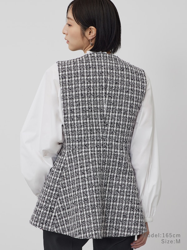 ツイードペプラムジレ