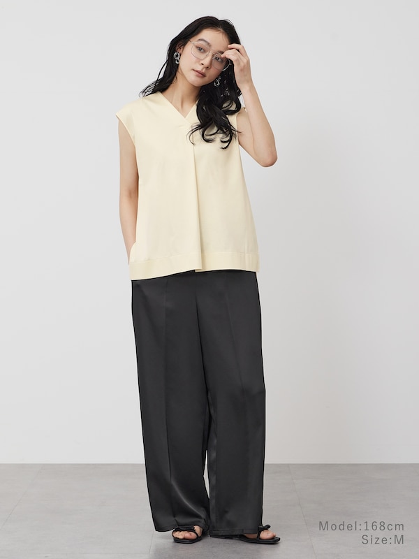 グロスジャージーVネックプルオーバー