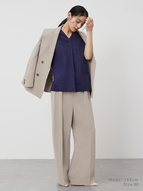 グロスジャージーVネックプルオーバー