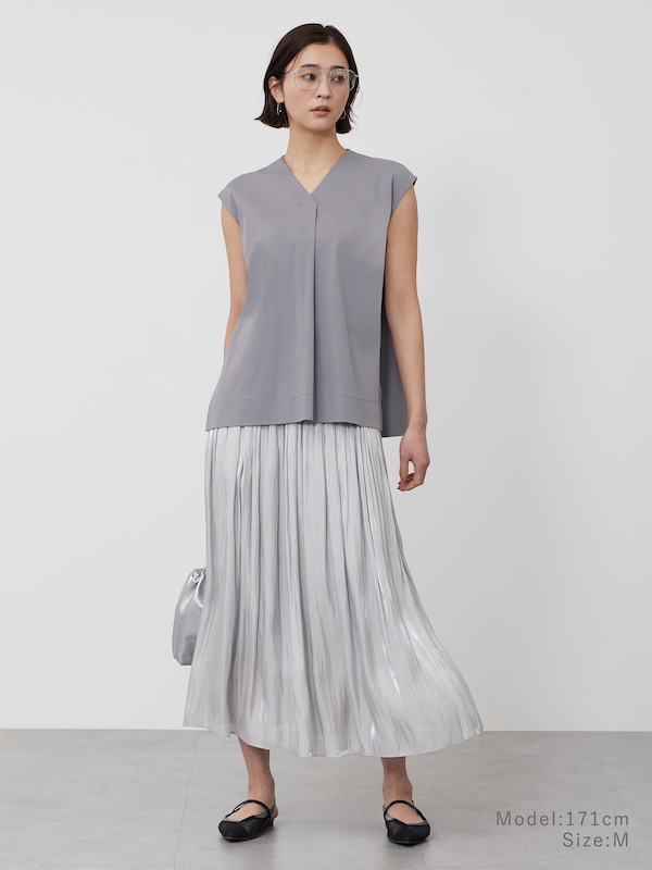 グロスジャージーVネックプルオーバー