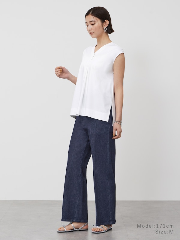 グロスジャージーVネックプルオーバー