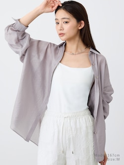 シアーメタルボタンシャツ