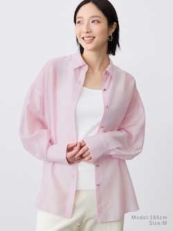 シアーメタルボタンシャツ