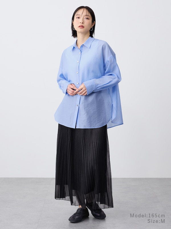 シアーメタルボタンシャツ