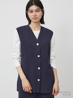 コットンブレンドVネックニットベスト