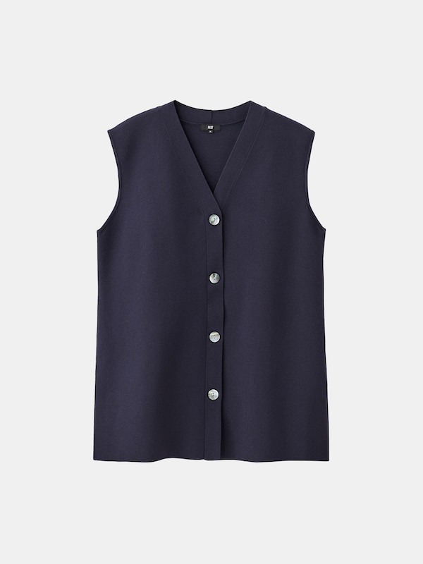 コットンブレンドVネックニットベスト