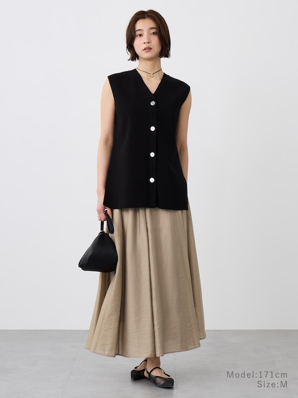 コットンブレンドVネックニットベスト