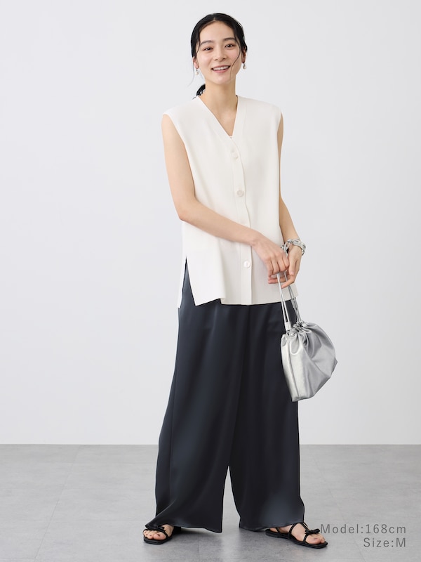 コットンブレンドVネックニットベスト