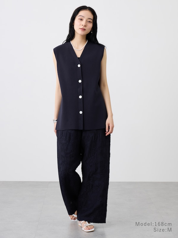 コットンブレンドVネックニットベスト