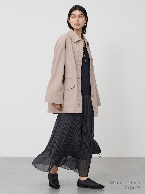 シャイニーメッシュプリーツスカート