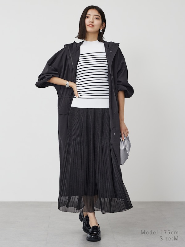 シャイニーメッシュプリーツスカート