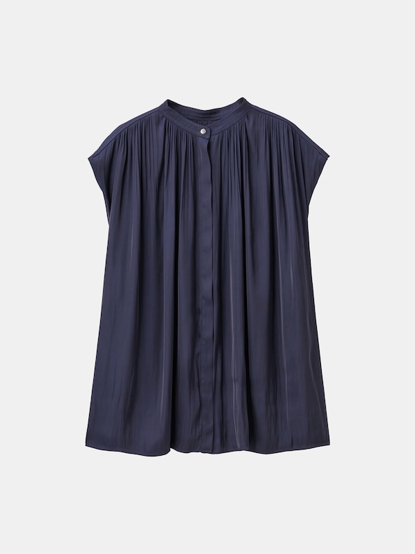 ライトサテンバンドカラーシャツ