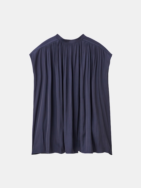 ライトサテンバンドカラーシャツ