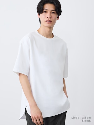 ストレッチコットンブレンドラウンドテールTシャツ