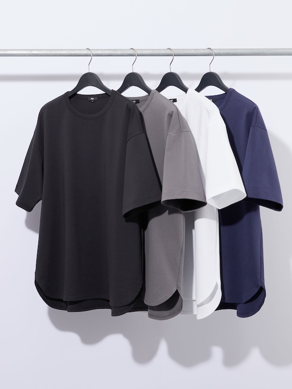 ストレッチコットンブレンドラウンドテールTシャツ