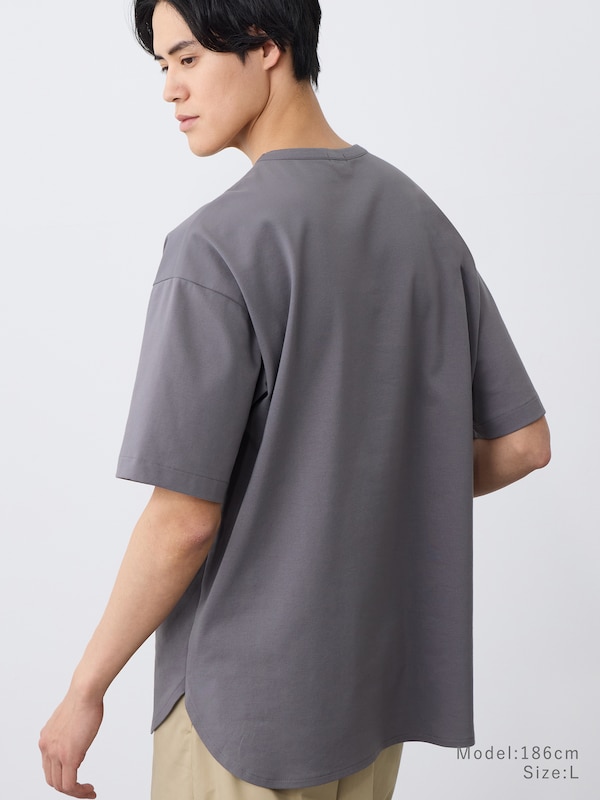 ストレッチコットンブレンドラウンドテールTシャツ