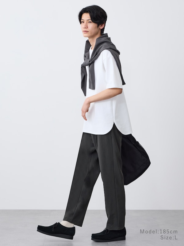 ストレッチコットンブレンドラウンドテールTシャツ