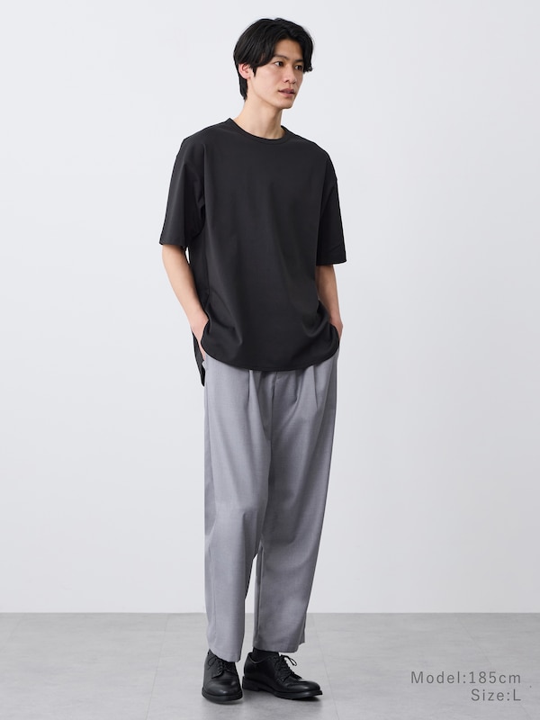 ストレッチコットンブレンドラウンドテールTシャツ