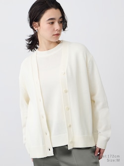 【レビュー高評価】ペーパーブレンドVネックカーディガン