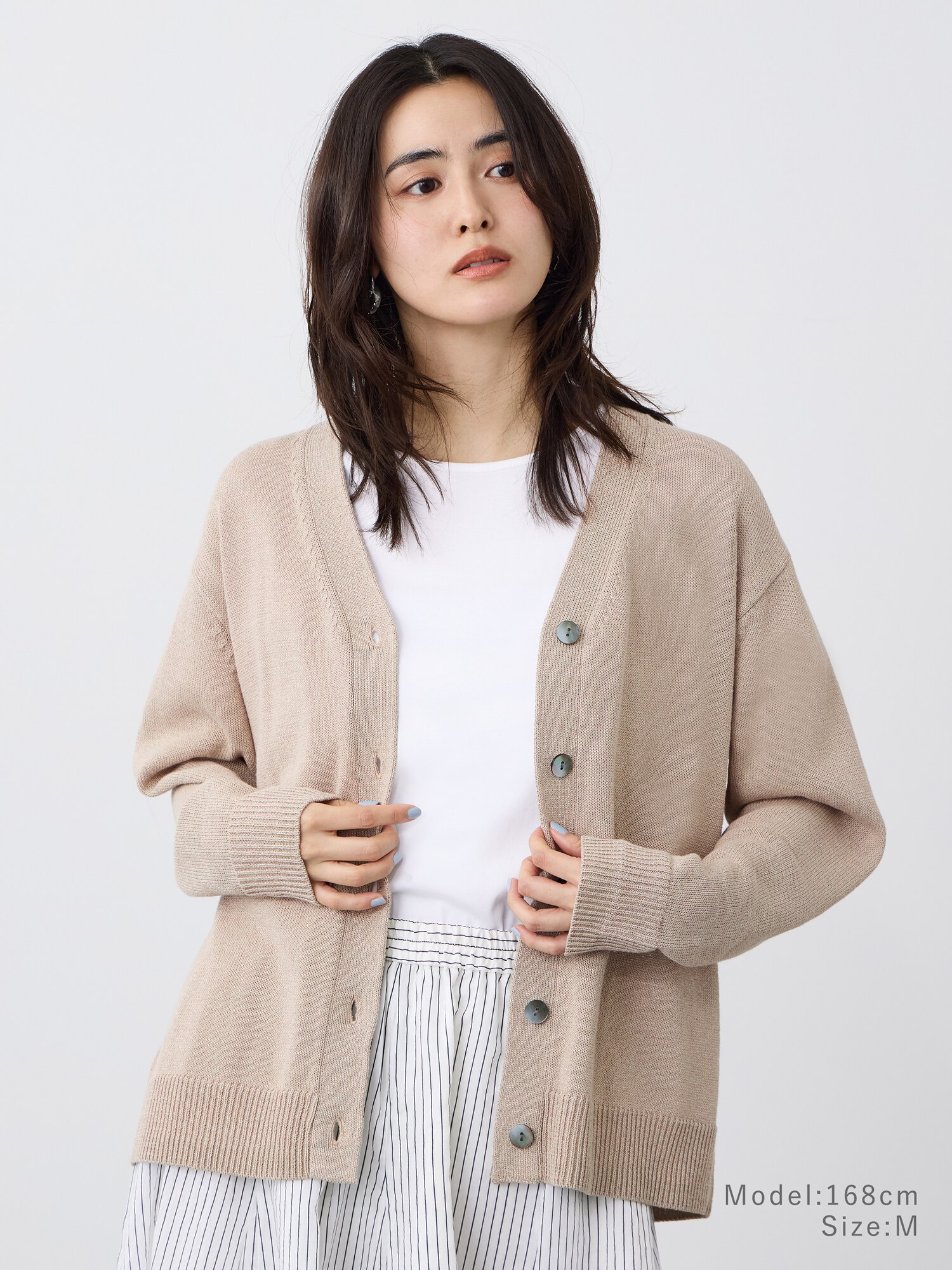 【オシャレ☆PLST】コットン　ベージュ　ニットカーディガン　サイズ2 PLST - 【オシャレ☆PLST】コットン ベージュ ニットカーディガン