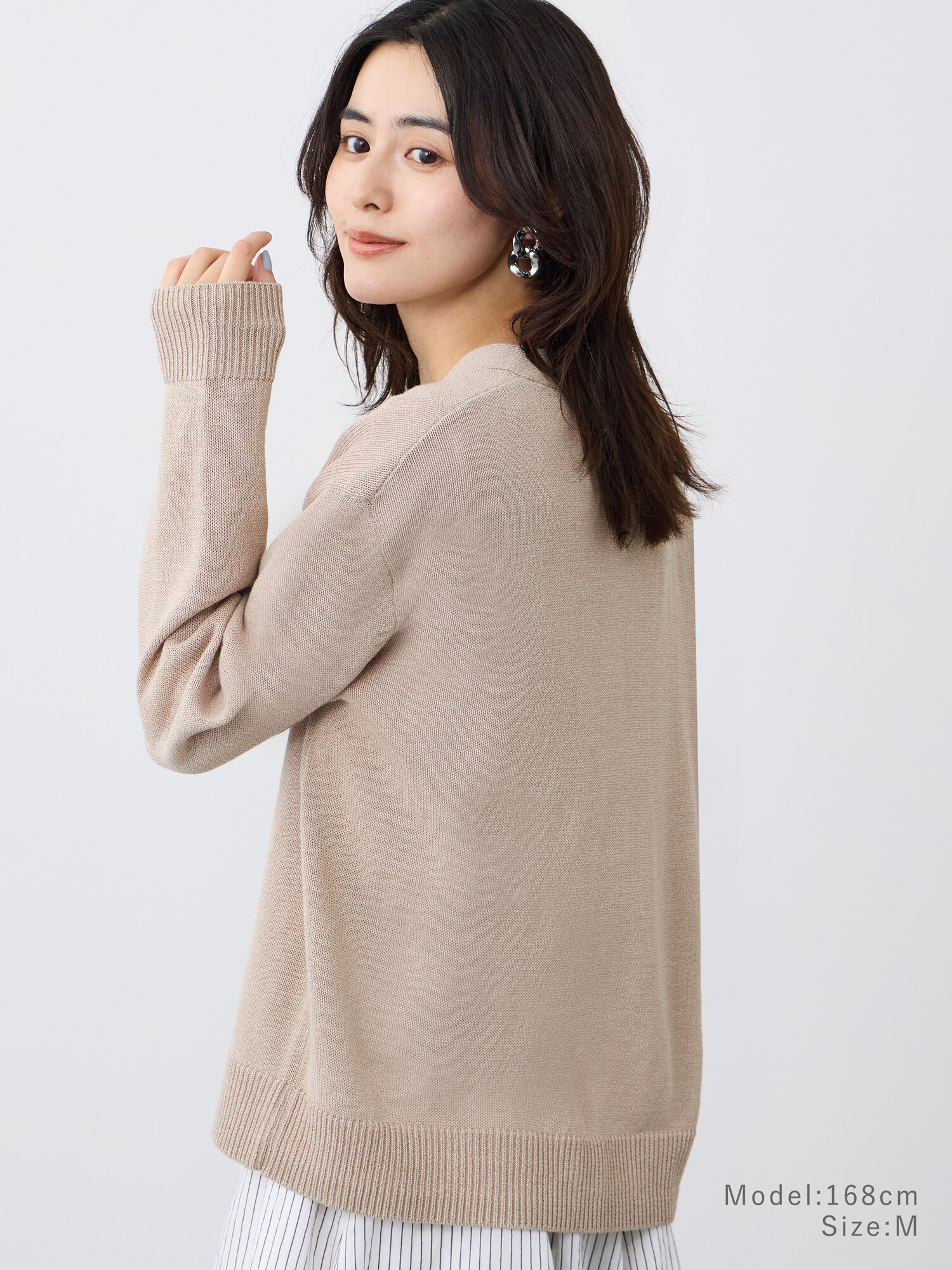 【オシャレ☆PLST】コットン　ベージュ　ニットカーディガン　サイズ2 PLST - 【オシャレ☆PLST】コットン ベージュ ニットカーディガン
