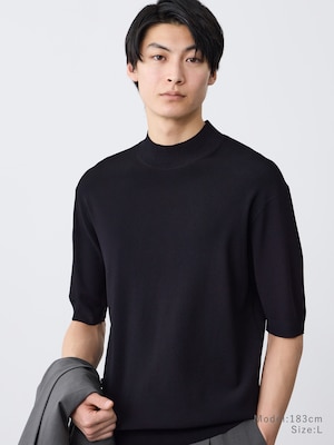 【7/28(火)から値下げ】UVカットレーヨンブレンドモックネックニットTシャツ